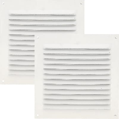 AMIG Ventilatierooster/muurrooster met gaas - 2x - 150 x 150mm - aluminium - wit - schoepenrooster - tegen muggen en insecten