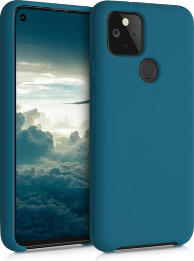 kwmobile telefoonhoesje geschikt voor Google Pixel 5 - Hoesje met siliconen coating - Smartphone case in mat petrol
