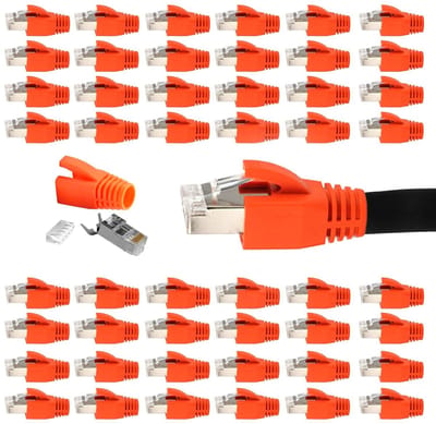 100 stuks Pass-Through RJ45 Stekkers voor Cat6A en Cat7, Afgeschermde Zelfassemblage, Ideaal voor LAN, Switch, Modem en TV Box Installatie