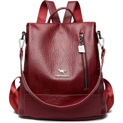 Luxe Zacht Leer Dames Rugzak Modieus Retro Effen Kleur Schooltas Dames Casual Reizen Grote Capaciteit Schoudertas