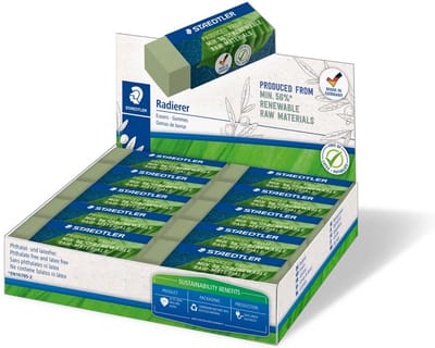 Gum staedtler eco 52680 65x23x10mm olijfgroen | 20 stuks