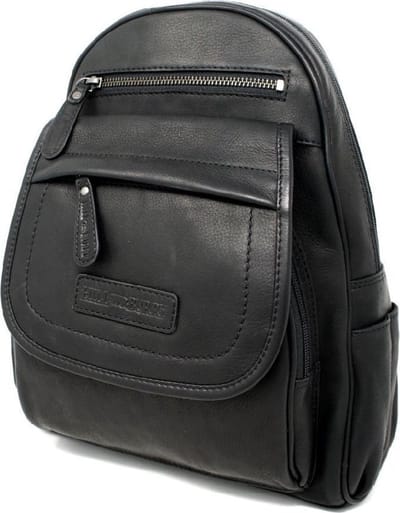 Hillburry tas - Leren rugzak / rugtas - 100% leer - Zwart