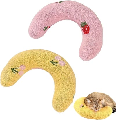Set Van 2 Rustgevende Kussens voor Katten met Valeriaan en Kattengras Antistress Pluche Kussens voor Ontspanning Geel en Roze voor Kat en Kleine Hond