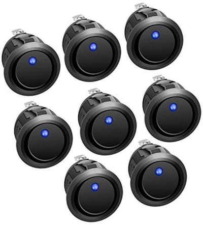 Rocker Switch met LED, 8 Stuks, DPST 3-Pin Tuimelschakelaar, Geschikt voor 12V, 20A, Voor Auto, Boot en Huishoudelijke Apparaten