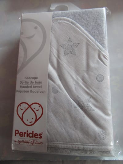 badcape + washandje pericles star grijst