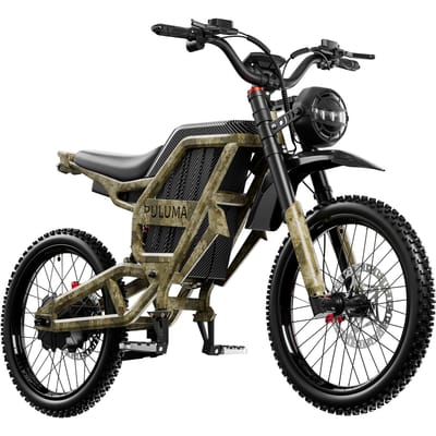 PULUMA PM001 Elektrische Off-Road Motorfiets, 60V 30Ah Batterij, Volledige Ophanging groen