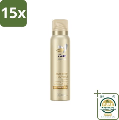 15 x Dove Body Love Zelfbruinende Mousse - Summer Revived - Light-Medium - 150 ml - Grootverpakking - Zelfbruinende Mousse - Licht Zomerse Tint - Natuurlijke Huidtint - Huidhydratatie - Gevoelige Huid