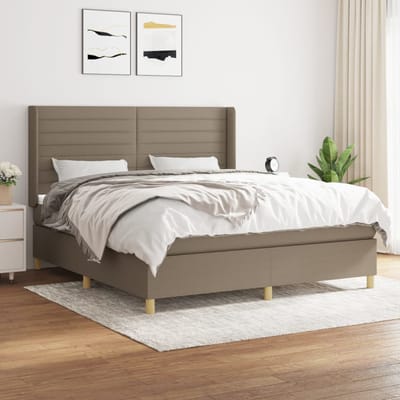 vidaXL - Boxspring - met - matras - stof - taupe - 160x200 - cm