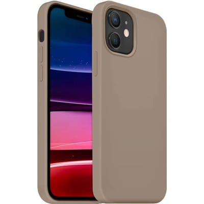 Coverzs Luxe Liquid Silicone case geschikt voor Apple iPhone 12 / 12 Pro - beschermhoes - siliconen backcover - optimale bescherming - grijs
