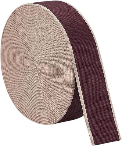 Katoenen Singelband - Canvas Lint - Riemen Maken - Gestreept Tweekleurig - 10 Meter 38mm - Bruin Beige