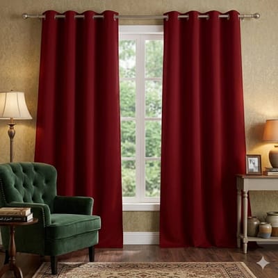 Rode Blackout Gordijn 140x245 cm - Thermische Isolatie - 2 Panelen - Oogjes - Maison Elara
