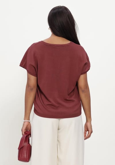 Minus Mspeyton Batsleeve Knit T-shirt Tops & T-shirts Dames - Shirt - Bordeaux - Maat S