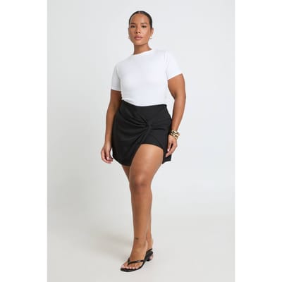 boohoo Dames Plus Skort Met Kanten Detail En Twist | Zwart | Maat: 44