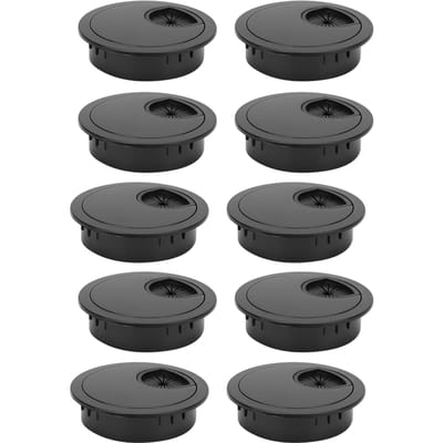 10 Stuks Kabeldoorvoer Glanzend Zwart Desktop ABS Plastic Kabelgat Poort Organizer 60mm