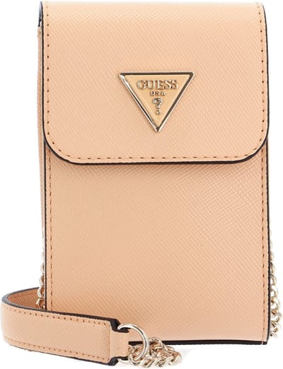 GUESS Schoudertas Telefoontasje Noelle Flap Chit Chat Phone Bag Apricot Cream Abrikoos