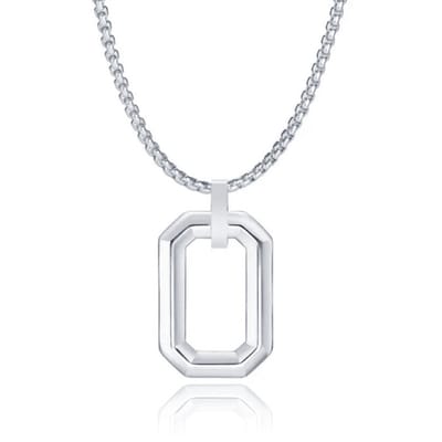 Mendes Herenketting met Minimalistische Geometrische Hanger - Zilver