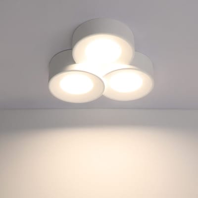 NETTLIFE Plafondlamp – Wit - GX53 Fitting - 3-Lichts - met Gips Lampkap - rond - Moderne Opbouwspot - voor Gang | Slaapkamer | Woonkamer – Zonder Lichtborn - Max.10W