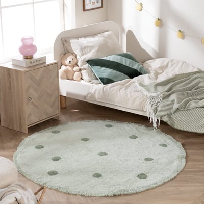 Little Olly Rond Vloerkleed Kinderkamer - Lou Dots Groen - Ø 140cm