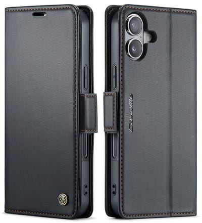 CaseMe Hoesje - Geschikt voor iPhone 17 Hoesje - CaseMe 023 Wallet Book Case - Zwart