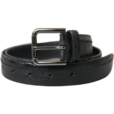 Dolce & Gabbana Zwarte Exotische Leren Riem met Zilveren Metalen Gesp
