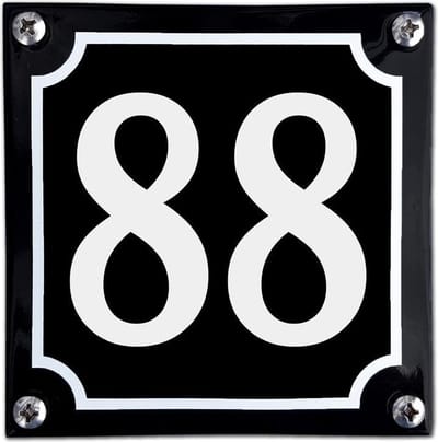 Zwart emaille huisnummer  - 88