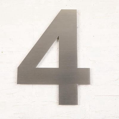 Promessa-Design - Huisnummer 4 RVS geborsteld - 25 cm hoog - 2 mm dik - Arial25