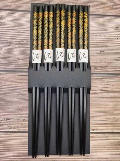 Fine Asianliving Japanese Chopsticks Wood Set Giftbox 5 Pair Japanese Fan