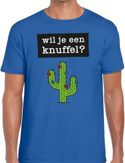 Wil je een Knuffel heren shirt blauw - Heren feest t-shirts S