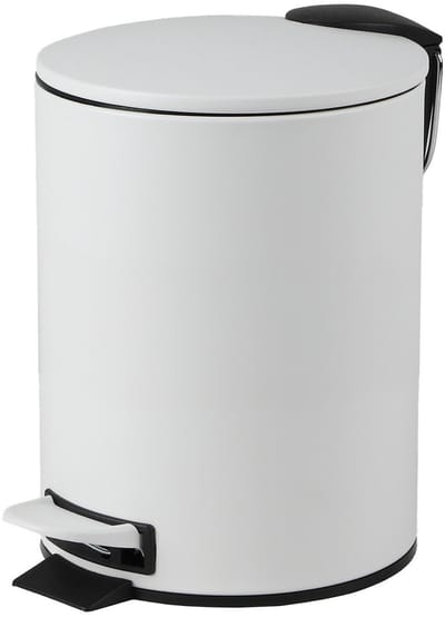 Urban Living Pedaalemmer Toulon - ivoor wit - 3 liter - metaal - L17 x H23 cm - soft-close - toilet/badkamer
