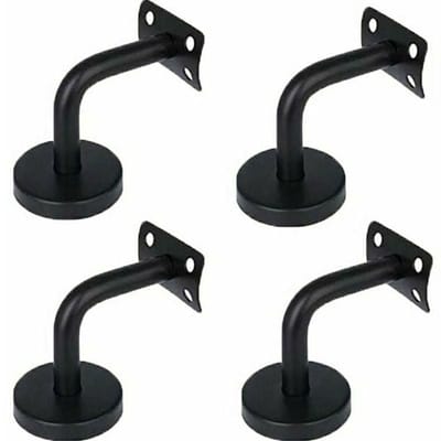 Trapleuninghouders - 4 Stuks - Leuningbeugels - Muurbeugel - RVS - Leuningen Steunstang - Trapleuning Wandbeugels - Binnen en Buiten - 6*6cm - Zwart