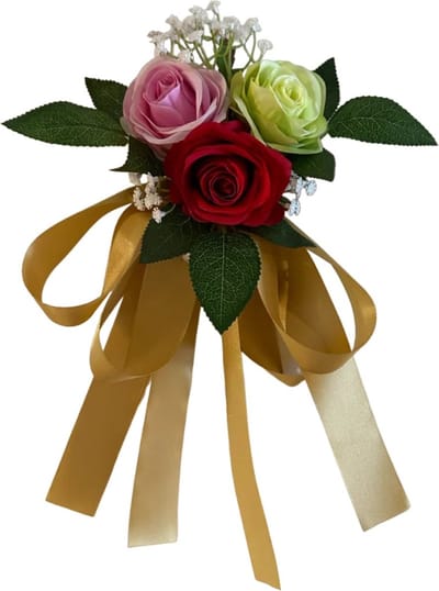 autodeco.nl MIA RIA Buitenspiegels Decoratie - Trouwauto Versiering Rozen met Gouden Linten - Bloemen op de Auto Bruiloft - Trouwerij - Huwelijk - Bruiloft Decoratie - Versiering Spiegel Auto - Autoversiering voor Volgauto's