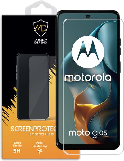 MobyDefend Screenprotector - Geschikt voor Motorola Moto G05 - Case-Friendly Screensaver - Gehard Glas