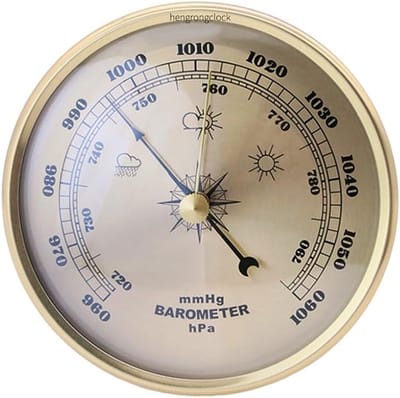 Metalen Barometer - Weerstation - Weersvoorspelling - Analoge Manometer - 108 mm Diameter - Goud