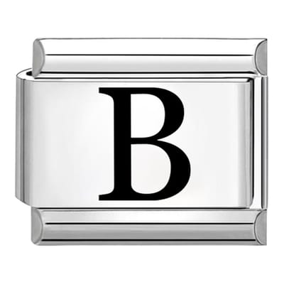 Quiges - Schakel - Bedel - 9mm - charms - Laser alfabet - letter B - Geschikt voor - armband - Schakelarmband - italy bedels armband