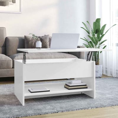 vidaXL - Salontafel - 80x50x40 - cm - bewerkt - hout - hoogglans - wit