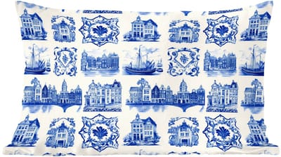 Sierkussens - Kussentjes Woonkamer - 60x40 cm - Huizen - Schepen - Blauw