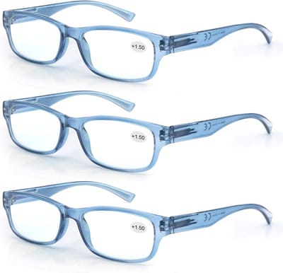 3 Leesbrillen 2.0 voor Dames en Heren - Comfortabele Rechthoekige Leeshulp in Blauw