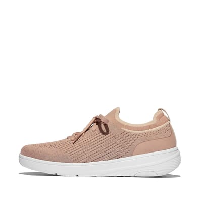 FitFlop Super-Q Knit Slip-On Laced Sneakers Vrouwen - Beige Buff/Rose Goud