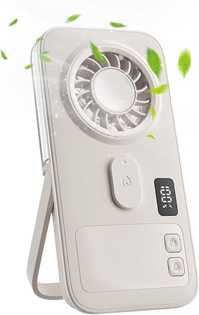 Handventilator - Mini Mist Fan - Ventilator Met Waternevel - Draagbare Mini Ventilator - Oplaadbaar - Kleine Portable Ventilator - Mini Airco - Voor reizen, thuis kantoor, buiten en strand - Wit