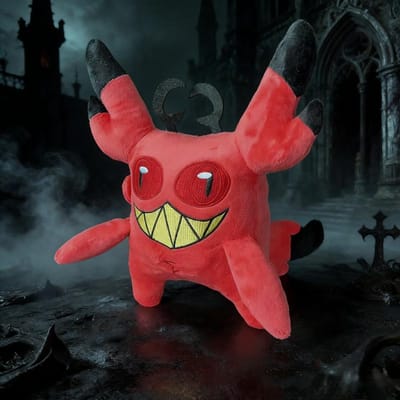 Hazbin El 25Cm Vervloekte Kat Alastor Kawaii Cartoon Fantasy Rekwisieten Decor Ornament Verjaardagscadeaus Halloween Feest Decor (Red,25cm) rood