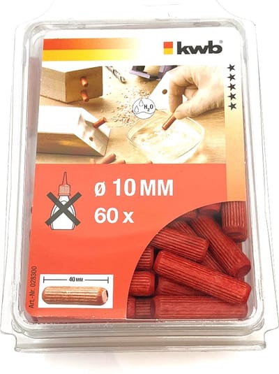 KWB houten deuvel - Ø 10 x 40 mm - Voorgelijmd - 60 stuks