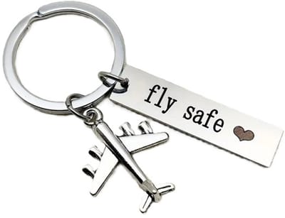 Fly Safe Sleutelhanger – Vliegtuig – 2-Delig – Zilver – Voor Reizigers & Geliefden
