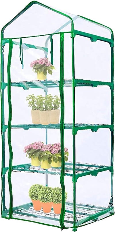 Unyqoos® Transparante PVC Afdekking voor Compacte Broeikas met Ritsbare Roldeur, Ideaal voor Plantenbescherming