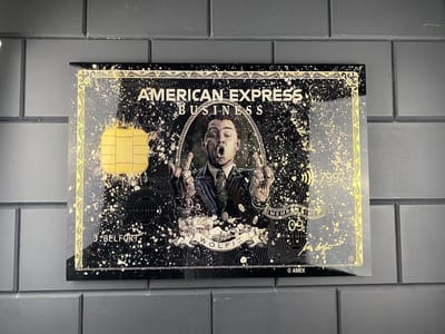 The Wolf of Wall Street business card schilderij op plexiglass 80x50cm