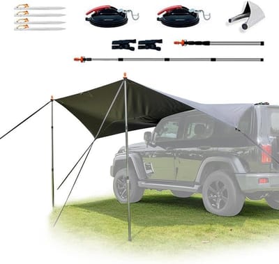 Motorluifel - Voortent Caravan - Kamperen Buiten - UV-bescherming Waterdicht - Groot Formaat - Grijs