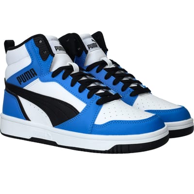 PUMA Puma Rebound V6 Mid Jr Unisex Sneakers - PUMA White-PUMA Black-Racing Blue