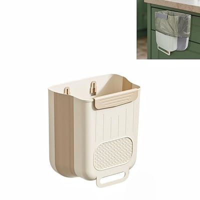 6L opvouwbare prullenbak voor aan de muur - Eenvoudig te gebruiken ontwerp zonder te bukken - Opbergemmer voor in de kastdeur - Emmer voor huishoudelijk afval - 12*21*20cm - Geschikt voor dagelijkse opslag van keukenafval - Gebroken wit