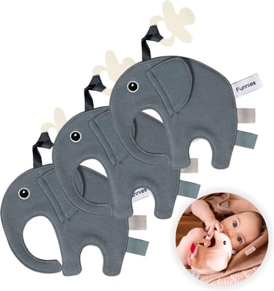 Funnies Speendoekje Ollie 3-Pack Grey Blue - Set van 3 Zachte Speendoekjes - Knuffeldoekjes - Speenknuffels - 15x14 cm - Zacht en Comfortabel Doekje om de Speen aan te Bevestigen - Ideaal voor Troost en Gemak bij Baby’s