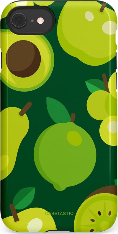 Casetastic Hoesje Geschikt voor Apple iPhone 7/8/SE - Stijlvolle Beschermende Duo-layer Case - Peren Appel Groen