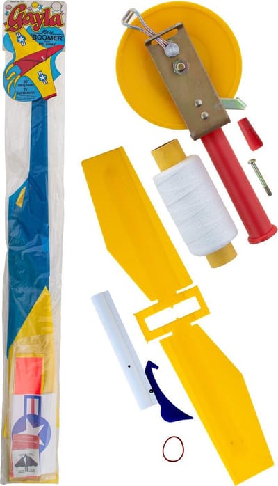 Windvogel - Kite - Wind vlieger Gayla SONIC BOOMER BLAUW/GEEL - 127 cm spanbreedte + GRATIS MOLEN MET TOUW EN KITEBIRD